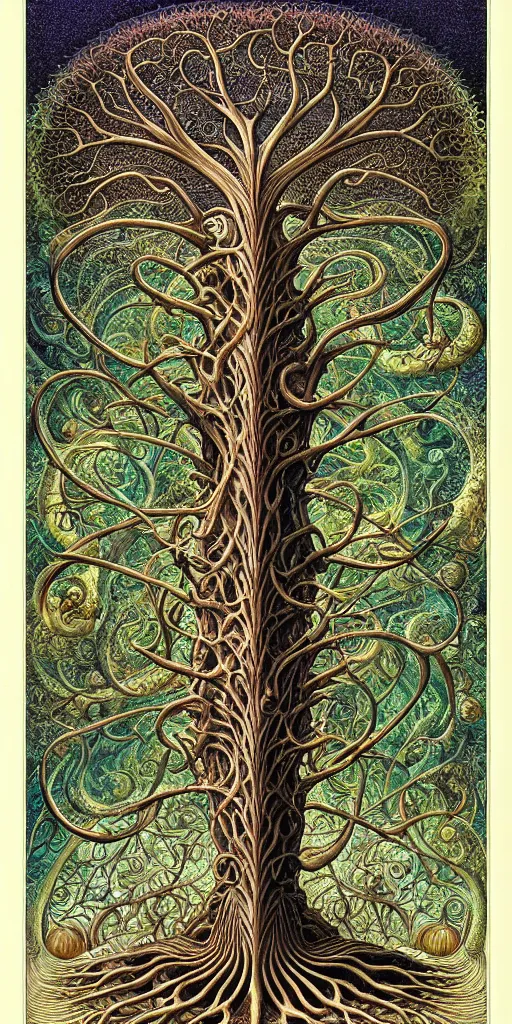 Image similar to tree of life by roger dean and andrew ferez, art forms of nature by ernst haeckel, divine chaos engine, symbolist, visionary, art nouveau, botanical fractal structures, organic, detailed, realistic, surreality