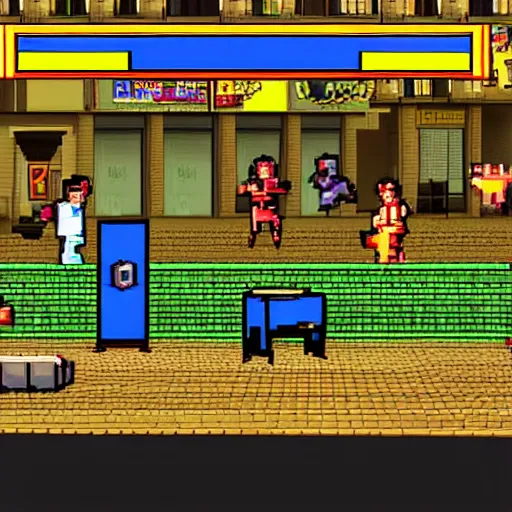 Prompt: “screenshot of a 90’s beat ‘em up arcade game”