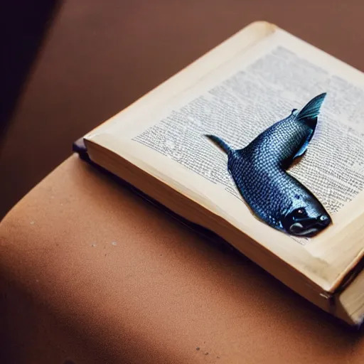 Image similar to a wet fish lying on top of a book