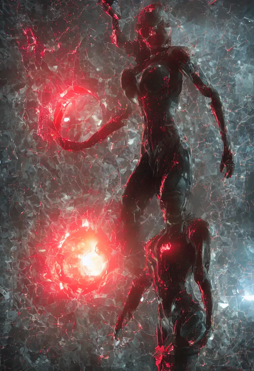 Image similar to a dystopian superhero comic book called modifikation, about bacterium algae that eats people and creates large red diodes all over their bodies hdr, designed by comicraft and yasushi nirasawa, a beautiful heroine appears from a portal,, hyperrealistic, 8 k, bokeh, prism, octane render
