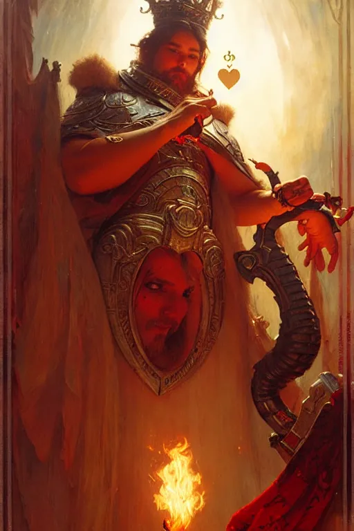 Image similar to the king of hearts by gaston bussiere, bayard wu, greg rutkowski, giger, maxim verehin