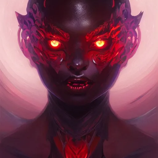 Prompt: black smoked demon with red eyes, fantasy magic, dark light night, intricate, bright colors, sharp focus, illustration, highly detailed, digital painting, concept art, matte, art by wlop and artgerm and greg rutkowski and alphonse mucha, masterpiece w 9 6 0