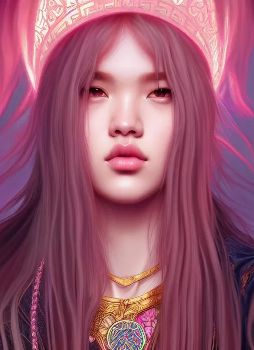 Image similar to jossi of blackpink, king, tarot card, highly detailed, digital painting, smooth, sharp focus, illustration, ultra realistic, unreal engine, 8 k, art by artgerm and alphonse mucha