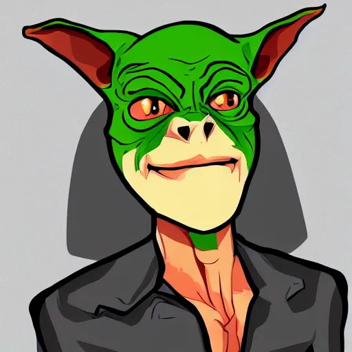 Image similar to portrait of a goblin, single subject, illustration, cartoon, comic, anime, vector art, simple background