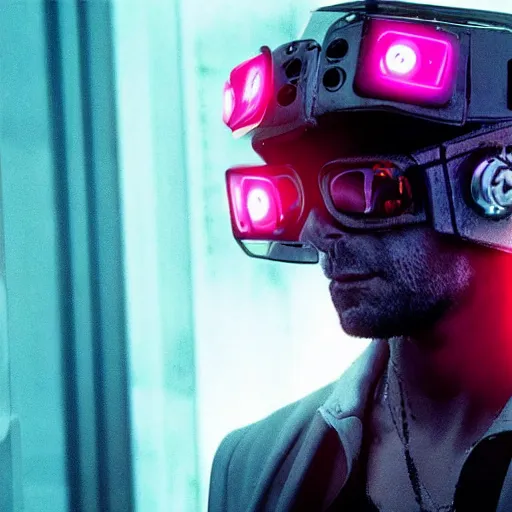 Image similar to cyberpunk cyber Jamiroquai, movie still