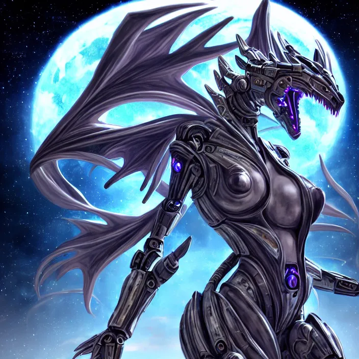 Image similar to goddess shot, galactic sized stunning beautiful anthropomorphic robot mecha female dragon, in space, larger than planets, posing elegantly, the earth a mere marble in her claws, detailed silver armor, epic proportions, epic scale, detailed digital art, ultra detailed, furry art, macro art, dragon art, giantess, warframe fanart, furaffinity, deviantart, realistic