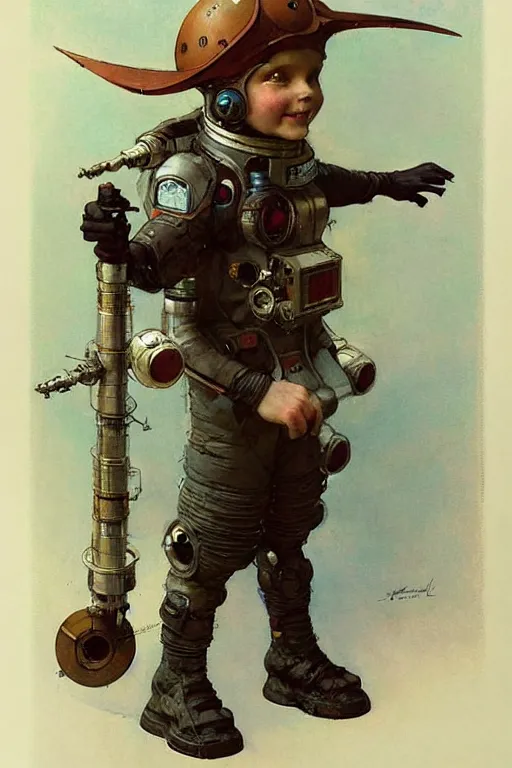 Image similar to ( ( ( ( ( childrens book layout 2 0 5 0 s retro future 1 0 year boy old super scientest in space pirate mechanics costume. muted colors. ) ) ) ) ) by jean - baptiste monge, tom lovell!!!!!!!!!!!!!!!!!!