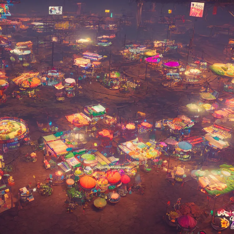 Image similar to taipei ningxia night market in horizon : zero dawn