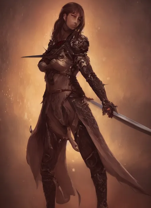 Prompt: full body portrait of a barefoot vampire swordswoman wearing heavy plate armor, real human feet, barefoot, two - handed sword, lithe, athletic, beautiful, enchanting, elegant, detailed, anatomically accurate, reasonable fantasy, good lighting, in the style of guweiz, z. w. gu on artstation, 4 k.