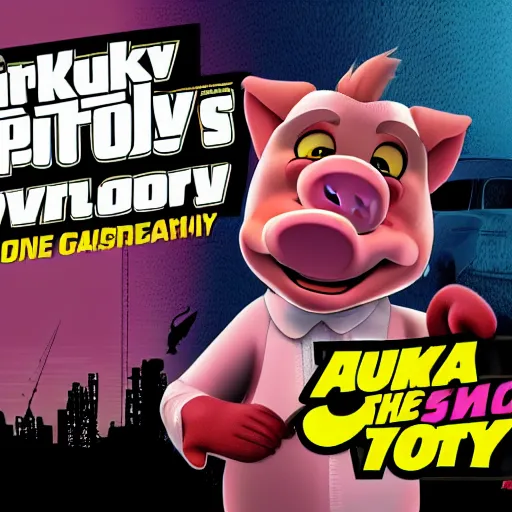 Image similar to porky the pig gta 5 cover art