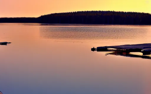 Prompt: view from portage site 4 4. lake eliza. early morning, godrays, professional photograph