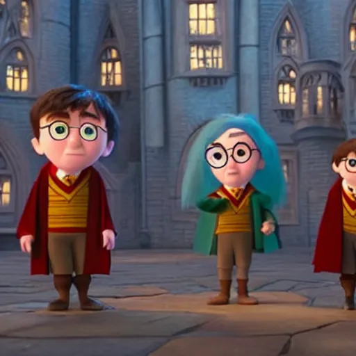 Prompt: Harry Potter in pixar film,