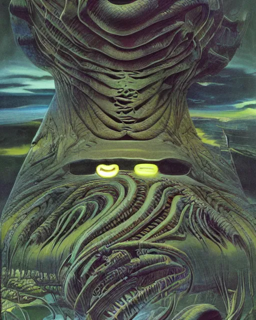 Image similar to breathtakingly beautiful ultrawide angle colour masterpiece dream by roger dean and hr giger, incredible sense of depth and perspective and clarity, weird abstract, 8 k