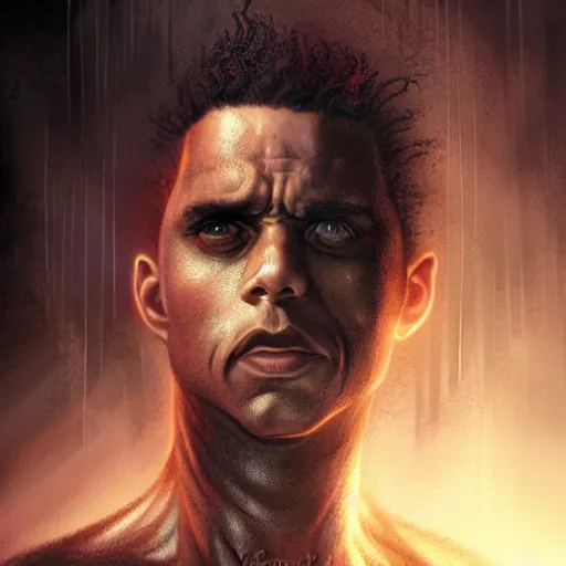 Image similar to michael ealy, darkwave, darksynth character portrait, sharp, digital matte painting, art by luis royo, greg rutkowski, wlop, dramatic lighting, trending on artstation