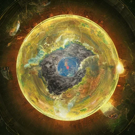 Prompt: illustration of the center of the earth, realistic painting, classical painting, high definition, digital art, matte painting, very detailed, realistic