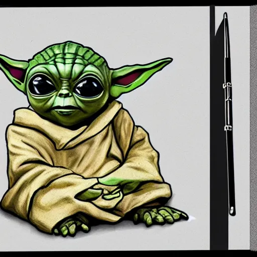 Image similar to baby yoda as a sith lord hyper realistic
