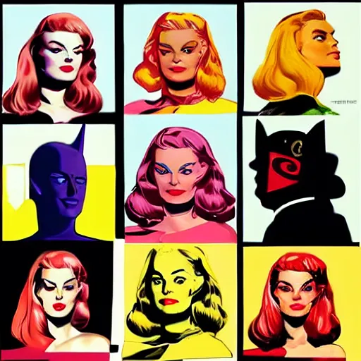 Image similar to vector art oil on canvas collage margot robbie by artgem by brian bolland by alex ross by artgem by brian bolland by alex rossby artgem by brian bolland by alex ross by artgem by brian bolland by alex ross