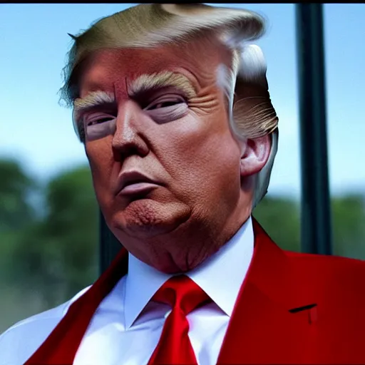 Image similar to donald trump in prison break cinematic