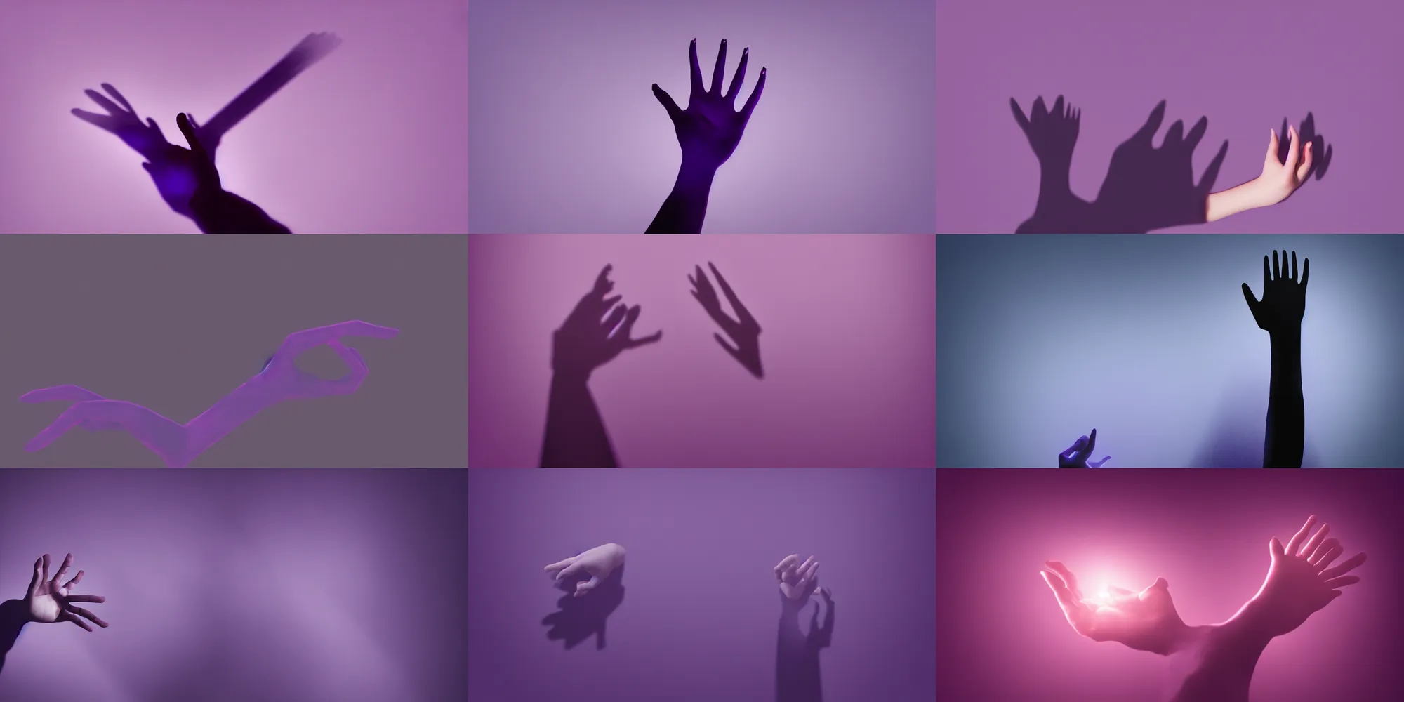 Prompt: magical dark-violet shadow hand reaching up on the dark-violet background, precise, storybook, digital painting, octane render, wow