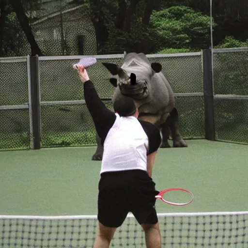 Image similar to rhinoceros playing badminton, photo