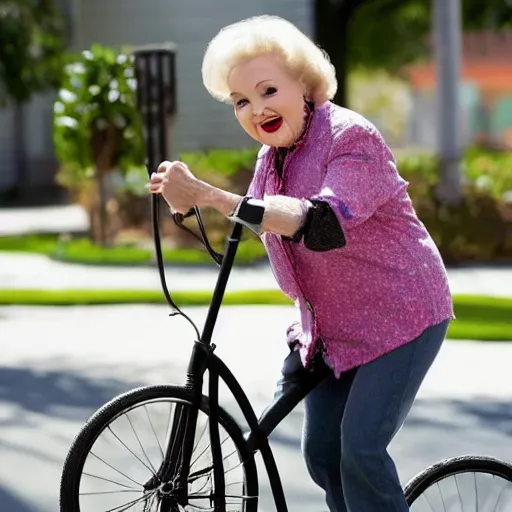 Prompt: betty white riding a unicycle