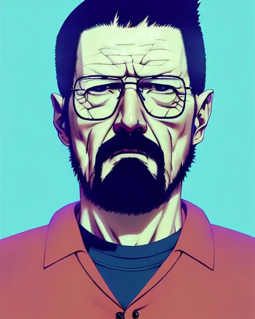 Image similar to portrait Anime man as Walter White. fine-face, pretty face, realistic shaded Perfect face, fine details. Anime. realistic shaded lighting by Ilya Kuvshinov katsuhiro otomo ghost-in-the-shell, magali villeneuve, artgerm, rutkowski, WLOP Jeremy Lipkin and Giuseppe Dangelico Pino and Michael Garmash and Rob Rey in official suit