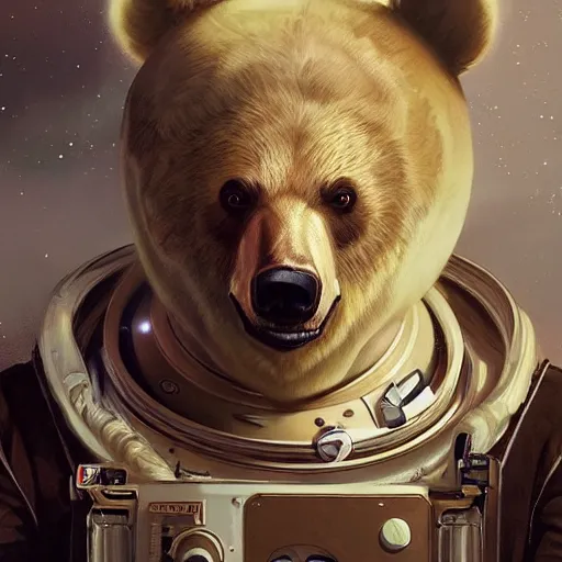 Image similar to bear in a astronaut suit, intricate, highly detailed, digital painting, artstation, concept art, smooth, sharp focus, illustration, Unreal Engine 5, 8K, art by artgerm and greg rutkowski and alphonse mucha