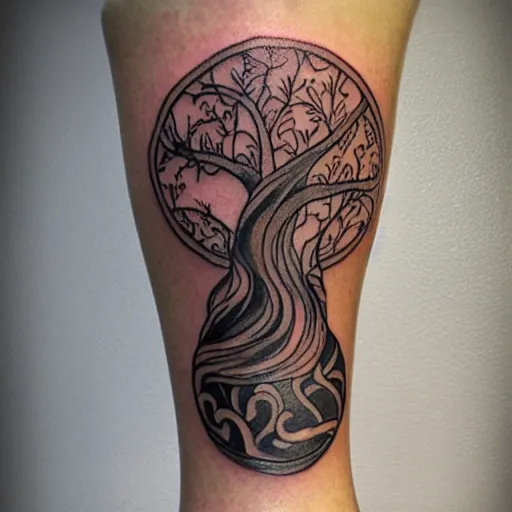 Image similar to a tattoo of yggdrasil