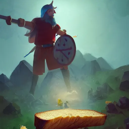 Prompt: portrait of viking toast, bread type pokemon, strong pixar wonder bread warrior, volumetric lighting, dynamic composition, art by sachin teng and sergey kolesov and ruan jia and heng z, scifi, fantasy, hyper detailed, ultra realistic, sharp focus, wildlife photography, national geographic, octane render, concept art