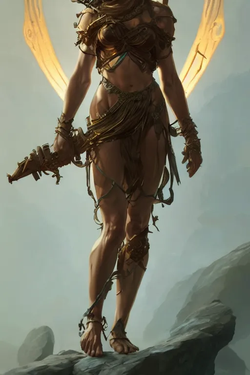 Prompt: goddess of war accurate anatomy, only two hands, highly detailed, digital painting, artstation, concept art, smooth, sharp focus, illustration, Unreal Engine 5, 8K, art by Ross Tran and greg rutkowski and alphonse Mucha and Frank Frazetta