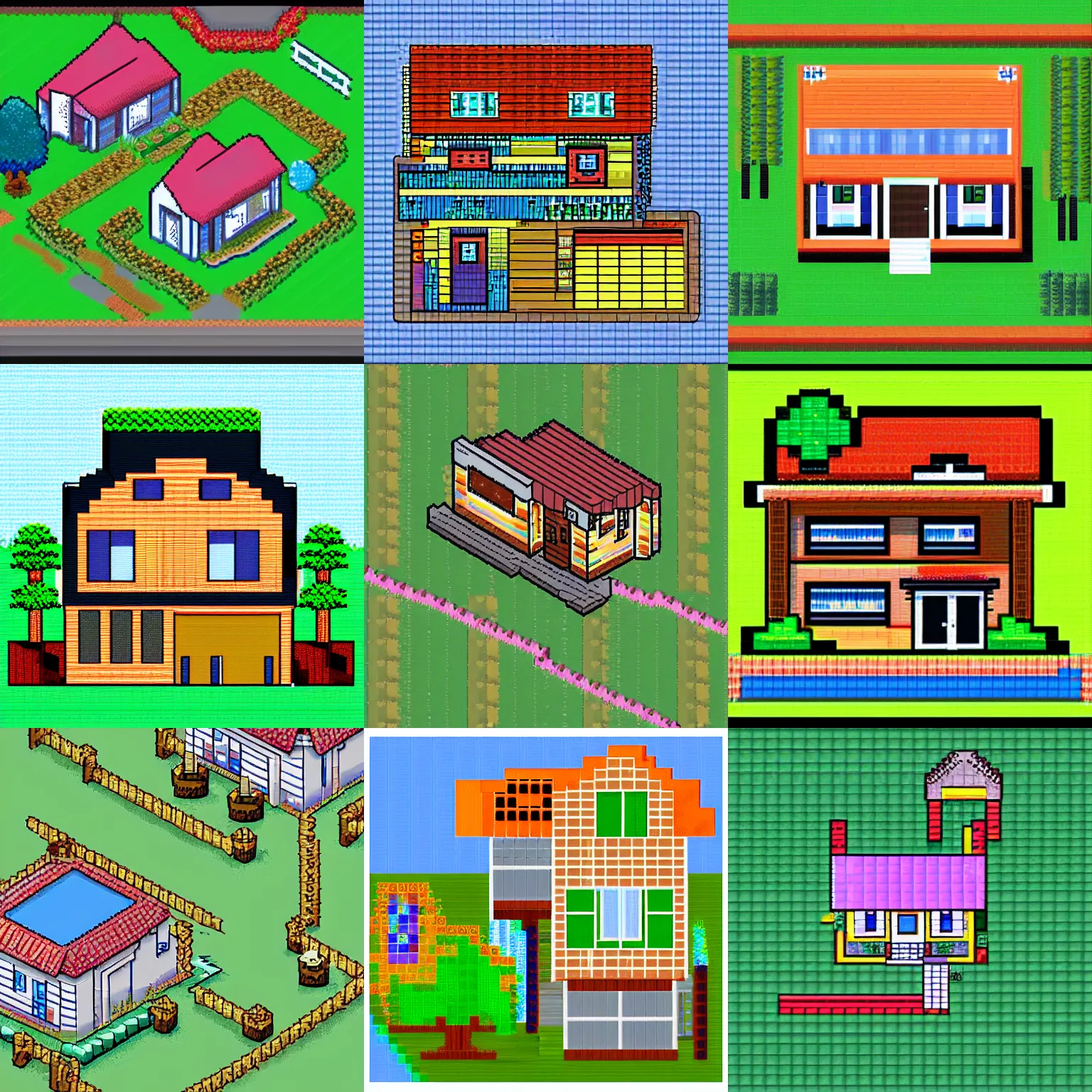 Prompt: pixel art of a suburbian house