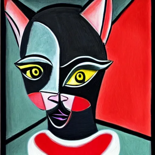 Prompt: black cat in style of Picasso, 4k, hyper realistic,