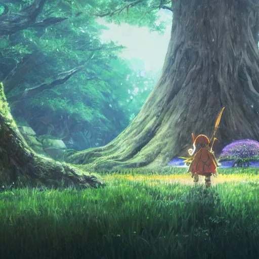 Image similar to forest fairy kingdom, Beautiful Landscape, wide angle, by Miyazaki, Nausicaa Ghibli, Breath of The Wild, dramatic lighting, cinematic, establishing shot, extremely high detail, foto realistic, cinematic lighting, post processed, concept art, high details, cinematic, 8k resolution, beautiful detailed, photorealistic, digital painting, artstation, concept art, smooth, sharp focus, artstation trending, octane render, unreal engine