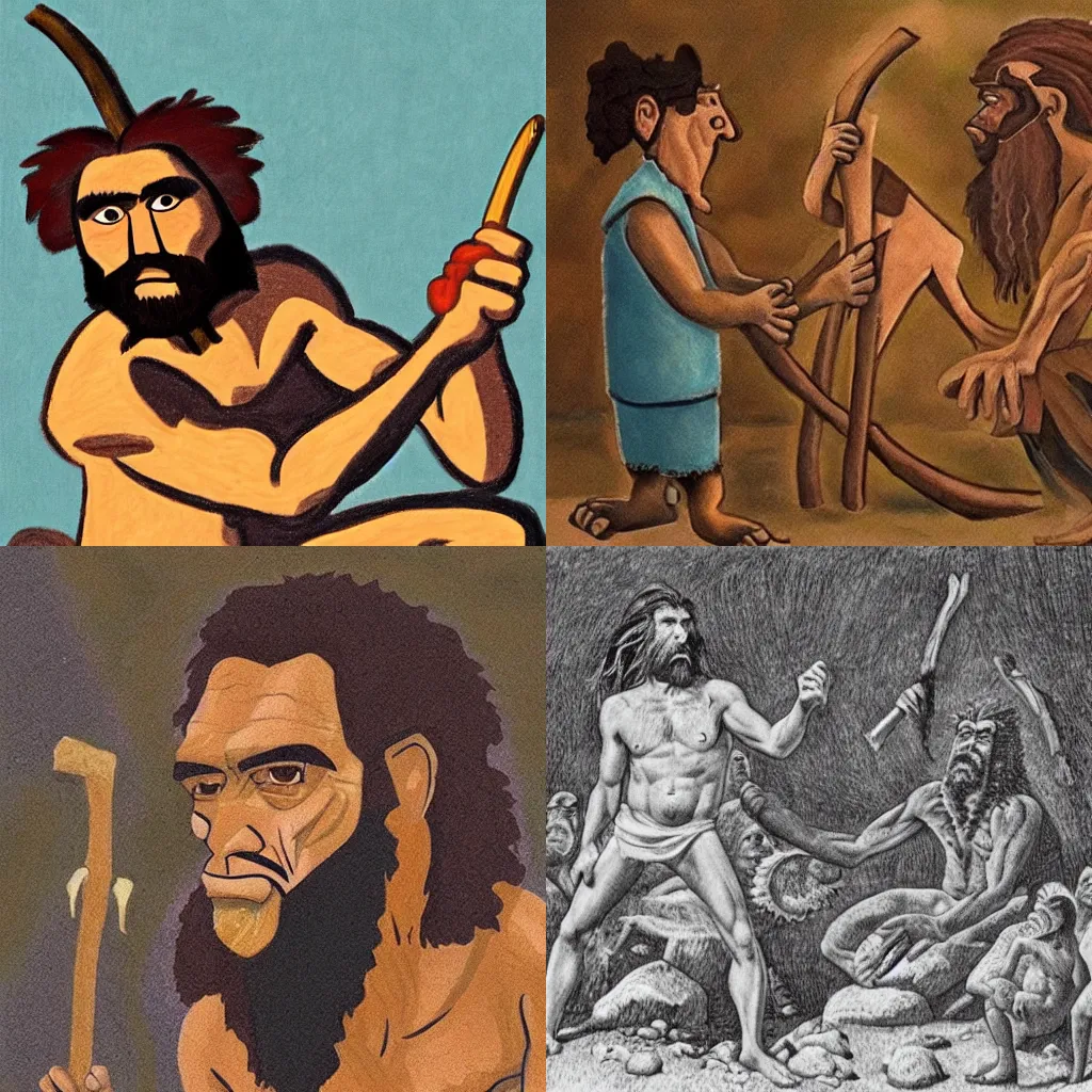 Prompt: Jordan Peterson Caveman Painting neolithic