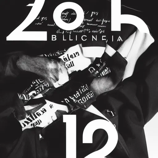 Image similar to black on white editorial typography cover for balenciaga in style of david rudnick, y 2 k