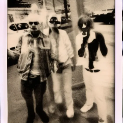 Prompt: found polaroid photo of trash humpers in las vegas