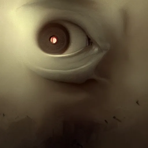 Image similar to a giant eye peeking througj a window,eerie,creepy,unnerving,digital art,art by greg rutkowski,design by trevor henderson,hyperdetailed skin,photorealistoc,deviantart,artstation,mysterious,4k