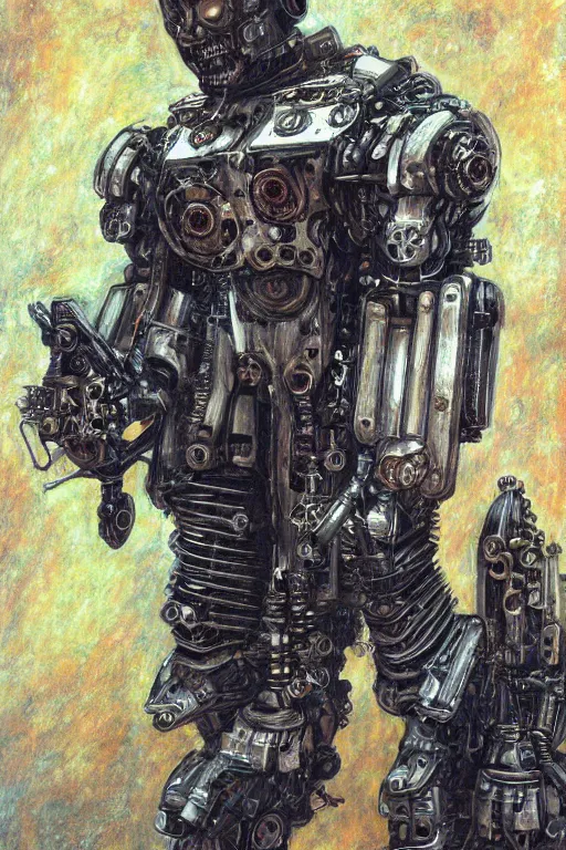 Image similar to portrait of demonic gothic Tom Cruise in mechanical power armor, cyberpunk, Warhammer, highly detailed, artstation, illustration, art by Gustav Klimt