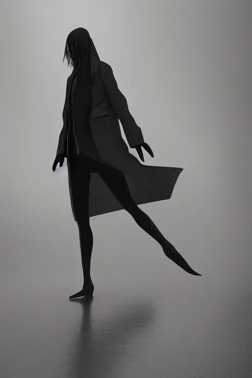 Prompt: Full body outfit inspired by Yohji Yamamoto on a person standing amongst a giant metropolis. Heavy rain. Ambient light. Cinematography. Cinematic. Colour grading. Tech. V-ray. Octane Render. 3D. Realism. epic.