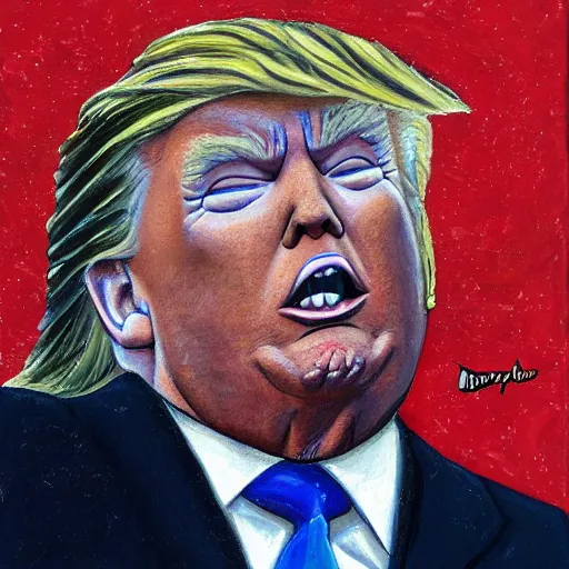 Image similar to donald trump as a pig, painting