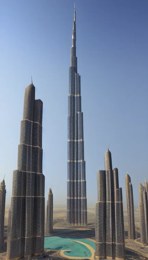 Image similar to the burj khalifa in the style of eiffel tower