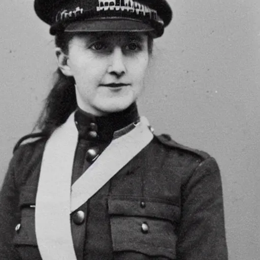 Prompt: member of the women's police service. photographed in england, 1 9 1 6