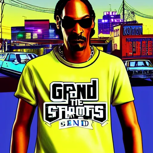 Prompt: Snoop dogg as a character in grand theft auto San andreas, old game, digital art, 8k