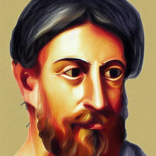 Prompt: portrait of a greek philosopher concepr art digital painting