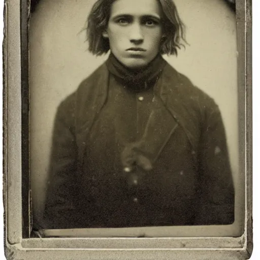 Prompt: tintype photo of alyosha karamazov, handsome young russian student, by julia margaret cameron 1 8 8 0 s, realistic, body shot, sharp focus, 8 k high definition, insanely detailed, intricate, elegant