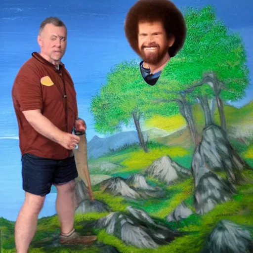 Prompt: David Bull in an epic battle against Bob Ross