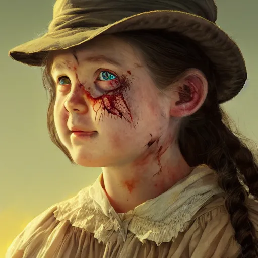 Image similar to young laura ingalls from little house on the prairie as a zombie, 7 days to die zombie, fine art, award winning, intricate, elegant, sharp focus, cinematic lighting, highly detailed, digital painting, 8 k concept art, art by guweiz and z. w. gu, masterpiece, trending on artstation, 8 k