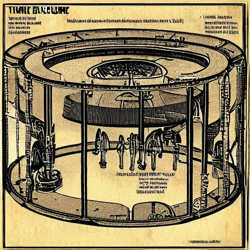 Prompt: time machine blueprints by aliens