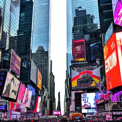 Prompt: alien spacecraft in times square, highly detailed, realistic photo