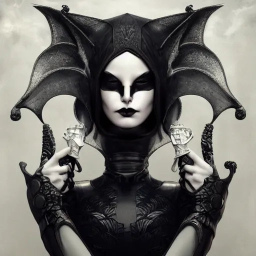 Image similar to actionism, soft painting curiosities carnival, beautiful cat woman in full gothic armor, symmetry accurate features, focus, very intricate ultrafine details, black white purple volumetric clouds, award winning masterpiece, octane render 8 k hd, tom bagshaw artstyle